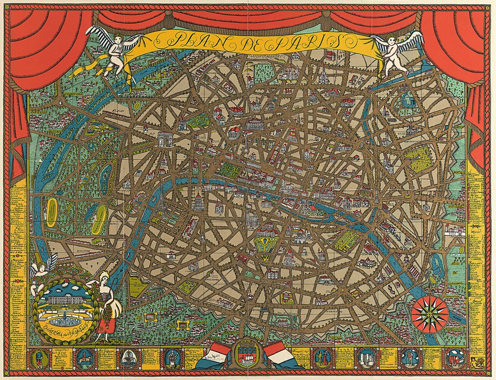 1927 Pictorial Map of Paris Wall Art Poster Print Artwork Decor Home School
