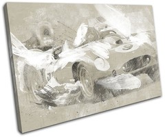 Vintage Racer Paint Abstract Cars SINGLE CANVAS WALL ART Picture Print