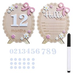 Pink White 5.9in Wooden Baby Name Announcement Hello World Newborn Sign