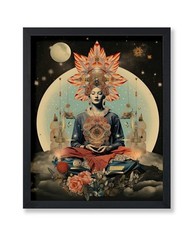 Wall Art meditation psychedelic poster unframed 8 x 10-yoga or spa decor-flower