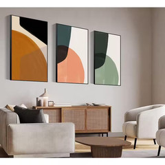 16″X24″ Framed Canvas Wall Art Set, Modern Minimalist Abstract Geometric Color B