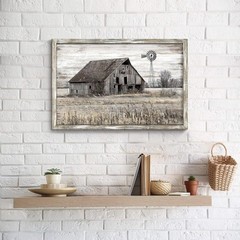 Bedroom Rustic Wood Wall Art:Vintage Farmhouse Office Artwork Old Barn Windmill