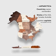 Large 3D Wooden World Map Wall Art – Travel Map with Pins for Home Decor, Gift