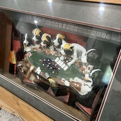 Poker Dogs 3D Lenticular Wall Art Framed Print Coolidge Dogs Playing Cards