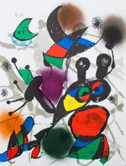 JOAN MIRO Litografia original II 13″ x 9.75″ Lithograph 1975 Surrealism Multicol
