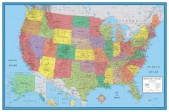 United States 36″x24″ Map Classic Premier USA US Wall Decor w/ Gulf of Mexico