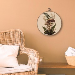 Vintage Framed Wall Art, Cottagecore Botanical Round Wall Art, Farmhouse Roun…