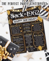 64th Birthday Decorations 1962 Back in 1962 Poster 11×14 Unframed Party Gift