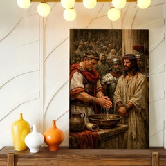Wall Art Biblical Trial Scene Jesus Crown of Thorns Roman Governor Canvas Print