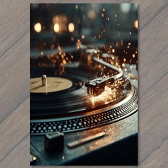 Art Print DJ Turntable Vinyl Record Sparks Music Night Party