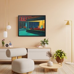 Nighthawks – Edward Hopper Painting, Late Night City Diner Canvas Print, Classic
