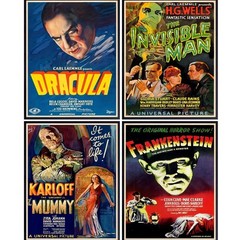 Vintage Horror Movie Poster Set 11×14 – Movie Art Print for Man Cave, Teens R…