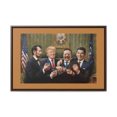 5 Presidents – Washington, Lincoln, Roosevelt, Reagan and Trump – Framed Canvas