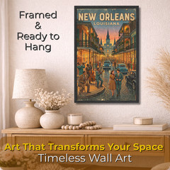 New Orlean Lousiana Vintage Travel Poster 11×17 Framed Retro Wall Art Decor Gift