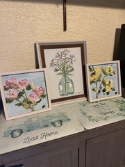 Three Set Painting Like Flower Pictures. 17×14. The Smaller 11×11