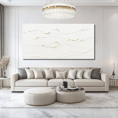 White Painting Artwork Simple Decorative Pictures 29″X58″ Abstract Wall Art for