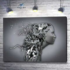 3D Effect Art Home Decor, Modern Home, Canvas Prints, Lady Portraits, Female Art