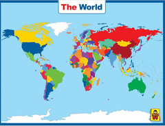 World Map Laminated Poster -Dry Erase Double Side Educational Poster for Kids/Ad