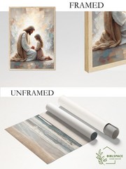 Jesus and Girl Wall Art Natural Wood Christian Religious Wall Decor Jesus Pic…
