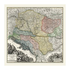 Old Map of Hungary 1725 – Vintage Hungary Art Wall Decor