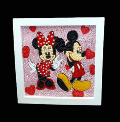 Finished Diamond Art – Mouse Tabletop Picture in a White Plastic Frame