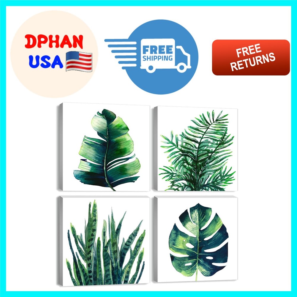 Sophisticated Framed Tropical Leaf Art – 12x12in Panels for Chic Spaces