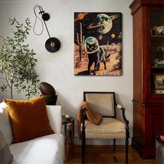 Ijeroain Black Space Cats Wall Art Funny Cat Wall Decor Pictures Cat astronau…