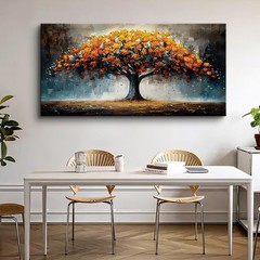 Abstract Tree Landscape Canvas Painting Home Decor Wall Mural,24″x48″ DIY Framed