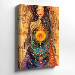 Wall Art Boho Spiritual Woman Chakra Mandala Canvas Print Mystical Home Decor