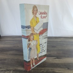 Retro 1960’s Style Laundry Room Art Stretched Canvas Wall Mounted 6″x12″