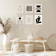 8x10in Unframed Matisse Wall Art Prints Set – Abstract Leaf Women, Beige & Bl…