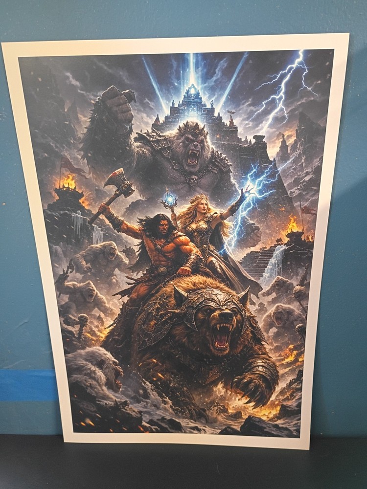BARBARIAN POSTER FANTASY ART 12X18 MATE CARDSTOCK 130 lb NEW CONAN TARZAN 6A