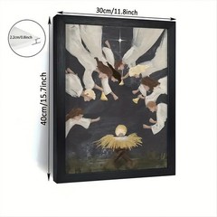 Canvas Art Framed Angels Worship Baby Jesus Vintage Religious Wall Decor