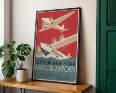 New York – Municipal Airports – 1932 Retro Travel Poster