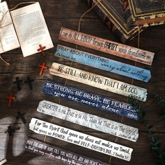 Wooden Christian Wall Art Set with Bible Verses for Prayer and Meditation