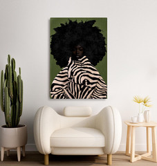 Contemporary Portrait Fine Art Print, Black Woman Art, Bold Patterned Statement
