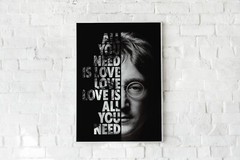 John Lennon Text Portrait Poster (unframed), Love Is All You Need, Size: 24×36″