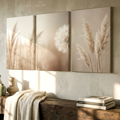 3 Pieces Nature Inspired Botanical Neutral Tones Red Large Wall Art Set Of 3