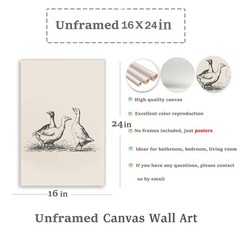 Vintage Duck Wall Art Prints Minimalist Abstract Animal 24″L x 16″W, DUCK
