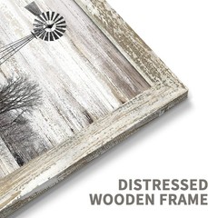 Bedroom Rustic Wood Wall Art:Vintage Farmhouse Office Artwork Old Barn Windmill