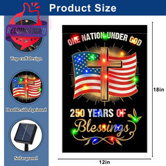 Led Lighted 250 Anniversary Usa Garden Flag, Double-sided Solar 250th American