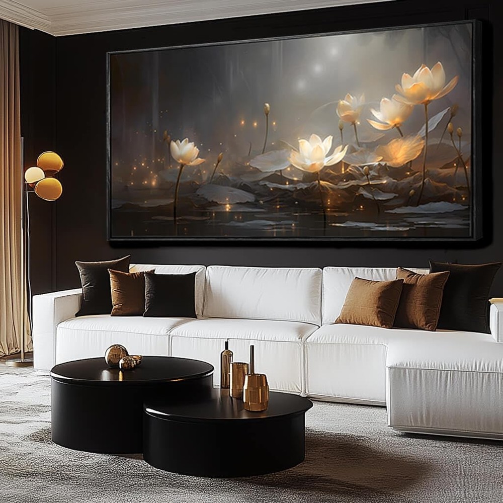 White Floral Wall Decor Gold Botanical Canvas Paintings Modern Artwork for Li…