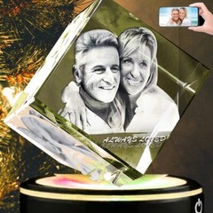 Personalized 3D Photo Crystal Custom Etched Picture Fathers Day Romantic Gifts