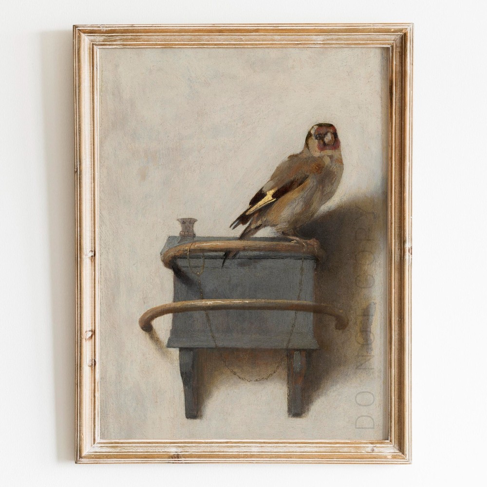 The Goldfinch Painting by Carel Fabritius Birds Animals Wall Art Poster Print