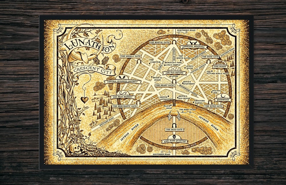 Lunathion City Map | Crescent City Fan Art Print | Sarah J. Maas Inspired Art