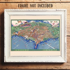Pictorial Map of Chicago Illinois Vintage City View Wall Art Print
