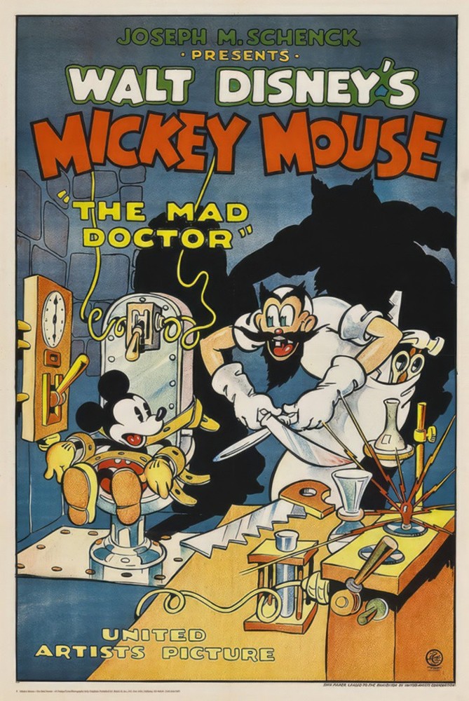 Mickey Mouse – Disney Movie Poster (The Mad Doctor) (Size: 24″ x 36″)