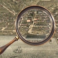 Bird’s Eye View Drawing of Cleveland’s Historic Harbor and Cityscape, 1877