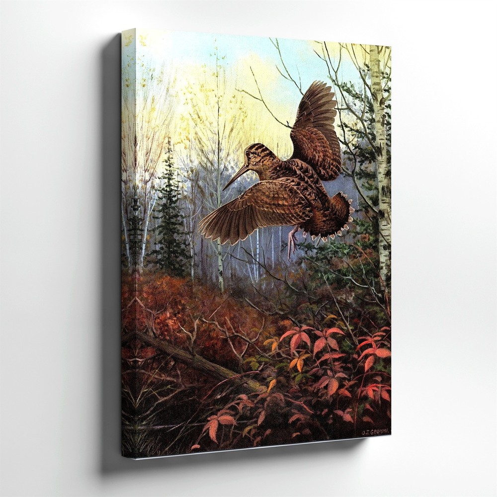 Farmhouse Canvas Woodland Bird Flying Woodcock Forest Modern Office Home Print