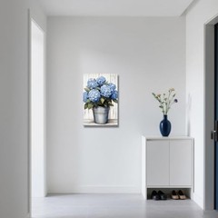 Blue Hydrangea Picture Wall Art Bathroom Decor Hydrangea 18″L x 12″W Teal